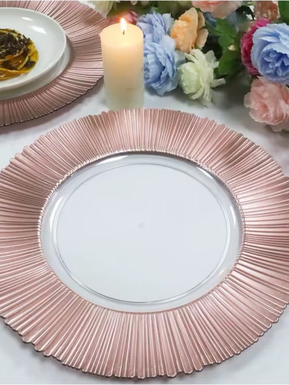 Rose Gold Decorative Charger Plate - Elegant Home Dining Accent